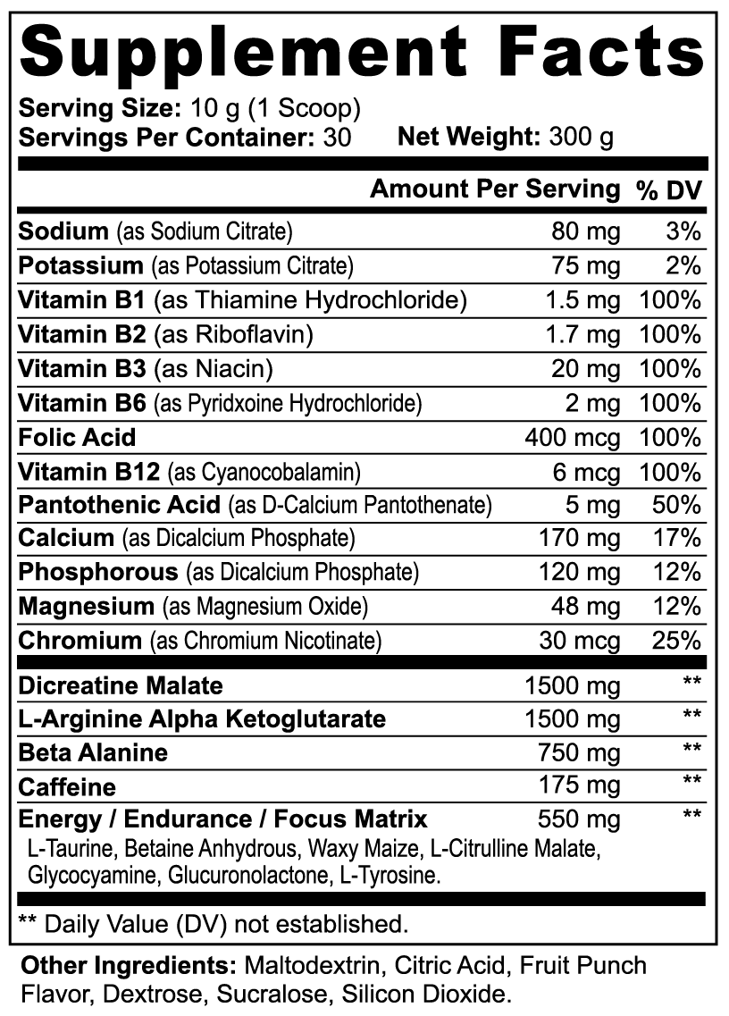 ZERO HOUR Pre-Workout Powder (Fruit Punch)